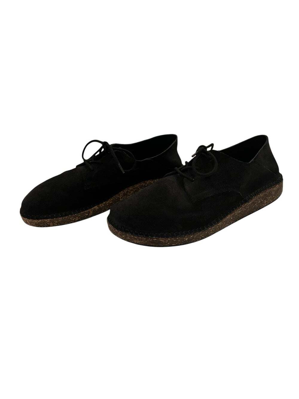 Birkenstock Gary Black Suede Shoes w/ Cork Sole Loafer Oxford-Woman’s 8, Men’s 6